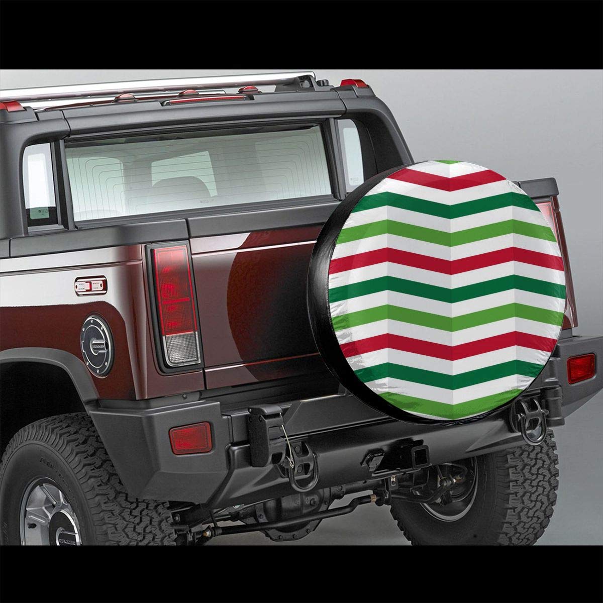 17 Inch Waterproof Spare Tire Cover - Green Red White Christmas Stripes Design for Trucks, SUVs & Jeeps | All-Weather Protection & Stylish Wheel Accessory (Perfect for Holiday Road Trips & Off-Road Adventures)