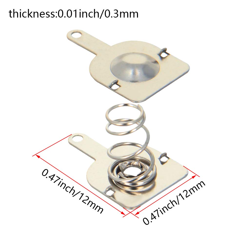 Heyiarbeit 50 Pairs AA Battery Spring Plates - Nickel-Plated Positive/Negative Contact Converters (12mmx12mm) for DIY Electronics, Flashlights, Toys & Remote Controls