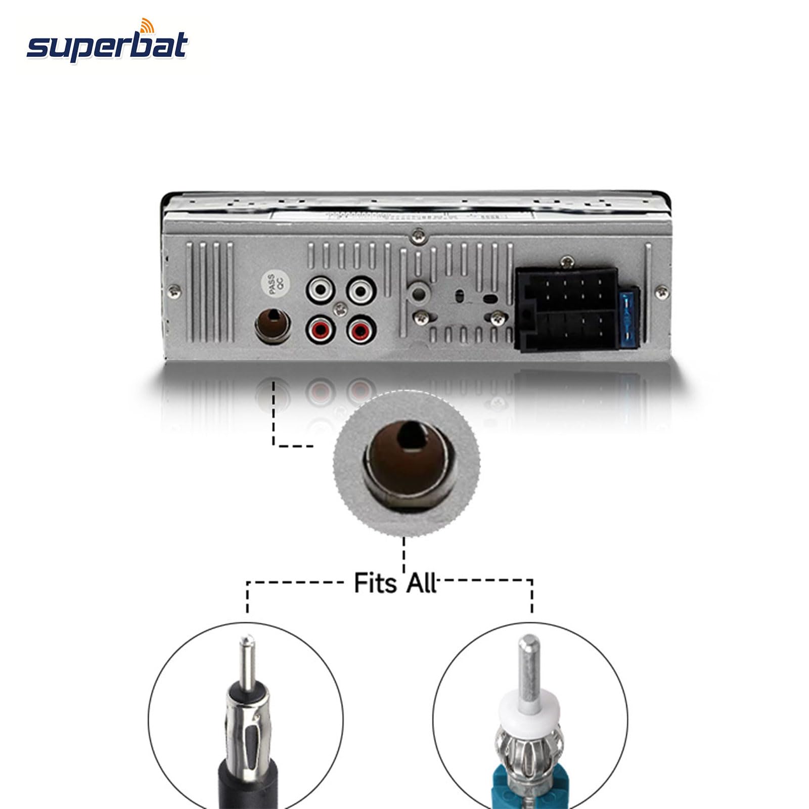 Superbat Universal Car Antenna FM/AM Radio Stereo Antenna with Fakra Z to DIN Cable Adapter - Compatible with HD Radio, Car Stereo Head Unit, CD Media Player & Receiver | Enhanced Audio for Road Trips & Daily Commutes