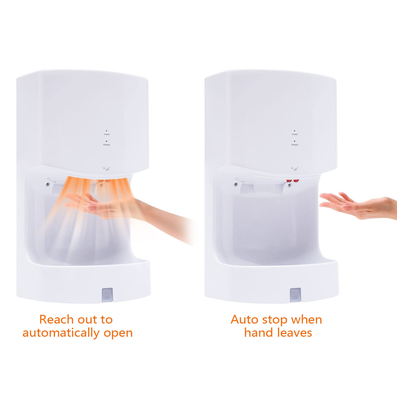 YIYIBYUS 1200W High Speed Automatic Commercial Hand Dryer with Drain Tank - Ideal for Restrooms, Bathrooms, and Public Spaces - Energy Efficient & Hygienic Solution