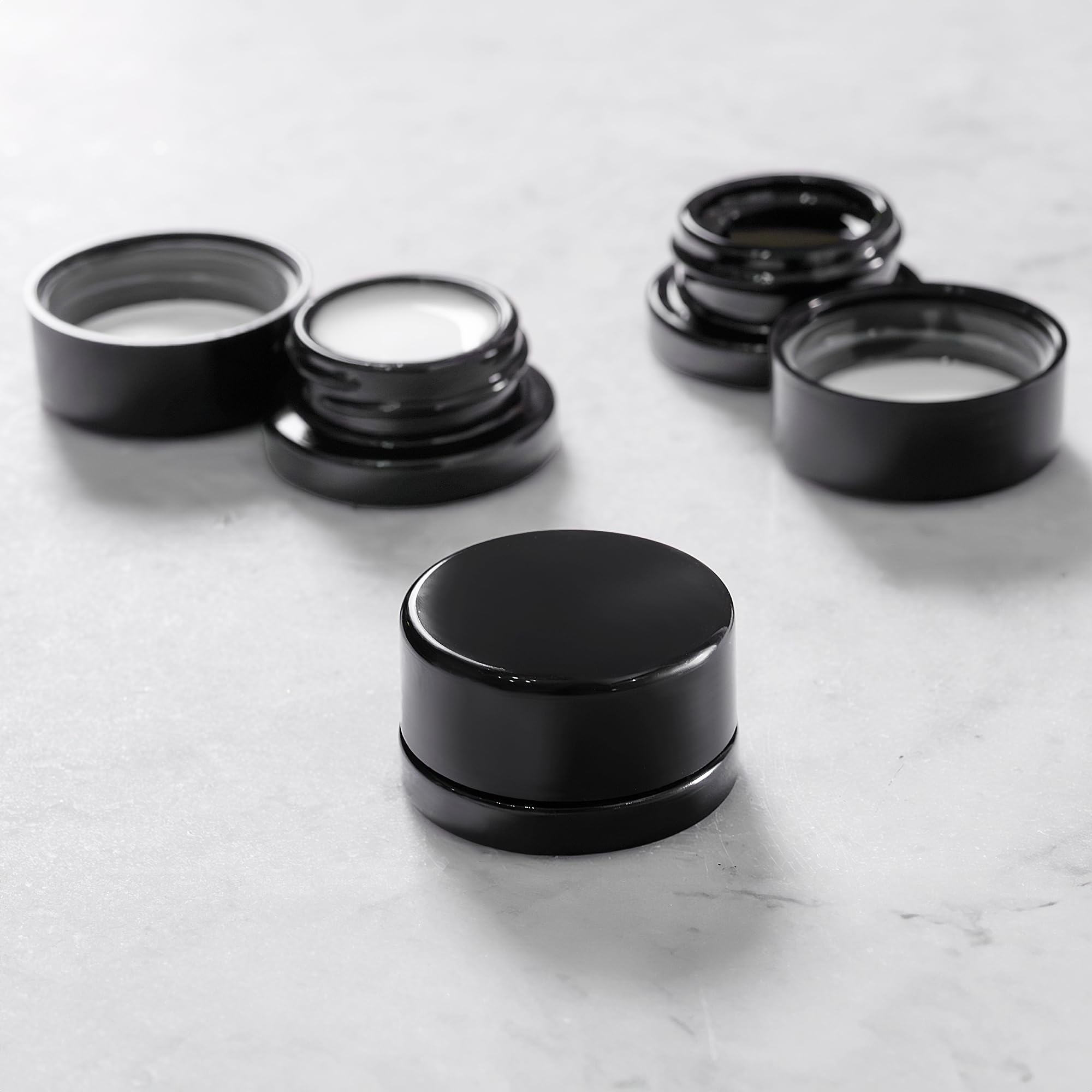 (200 Pack) 9ml Thick Black Glass Jars with Child Resistant Lids - UV Resistant Airtight Containers for Essential Oils, CBD Wax, Lip Balm & Cosmetics Storage - Perfect for DIY Beauty Products, Herbal Remedies & Travel Size Organizers