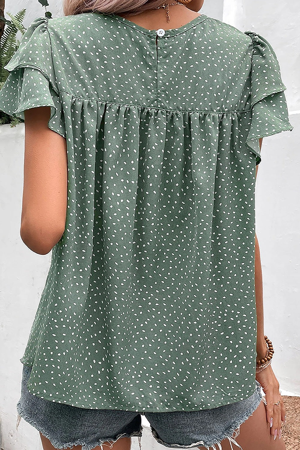 Stylish Ruffled Printed Round Neck Cap Sleeve Blouse for Women | Floral Summer Tops | Perfect for Office, Date Night & Casual Outings
