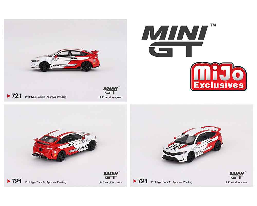 MINIGT 1:64 Scale Honda Civic Type R #2 2023 White Pace Car - Diecast Model Car for Collectors, Racing Enthusiasts & Display Use