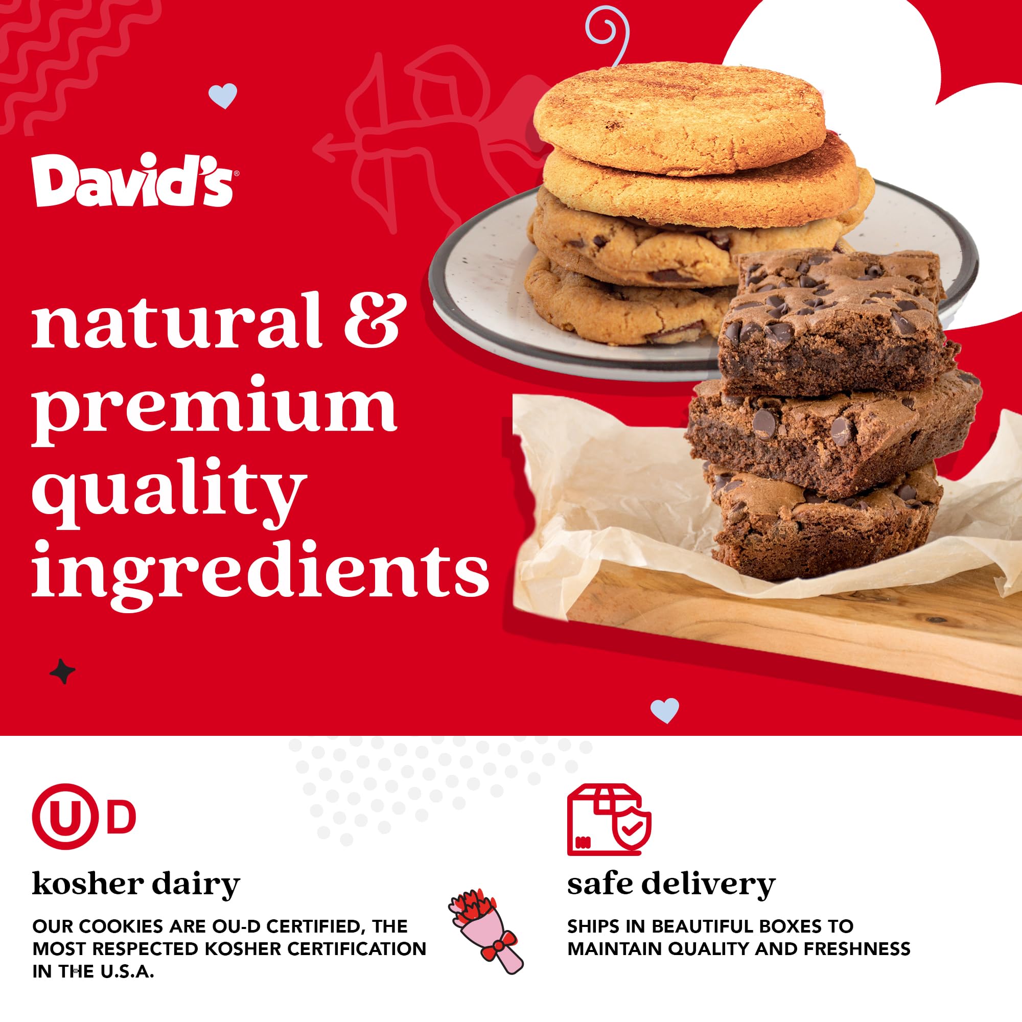 Gluten-Free Assorted Cookies & Brownies Sampler Bucket - 1.3Lbs Freshly Baked Gourmet Gift for Valentine's Day, Birthdays & Holidays - Love-Themed Decorated Cookie Bucket (No Roses) - Perfect for Gifting, Parties & Special Occasions