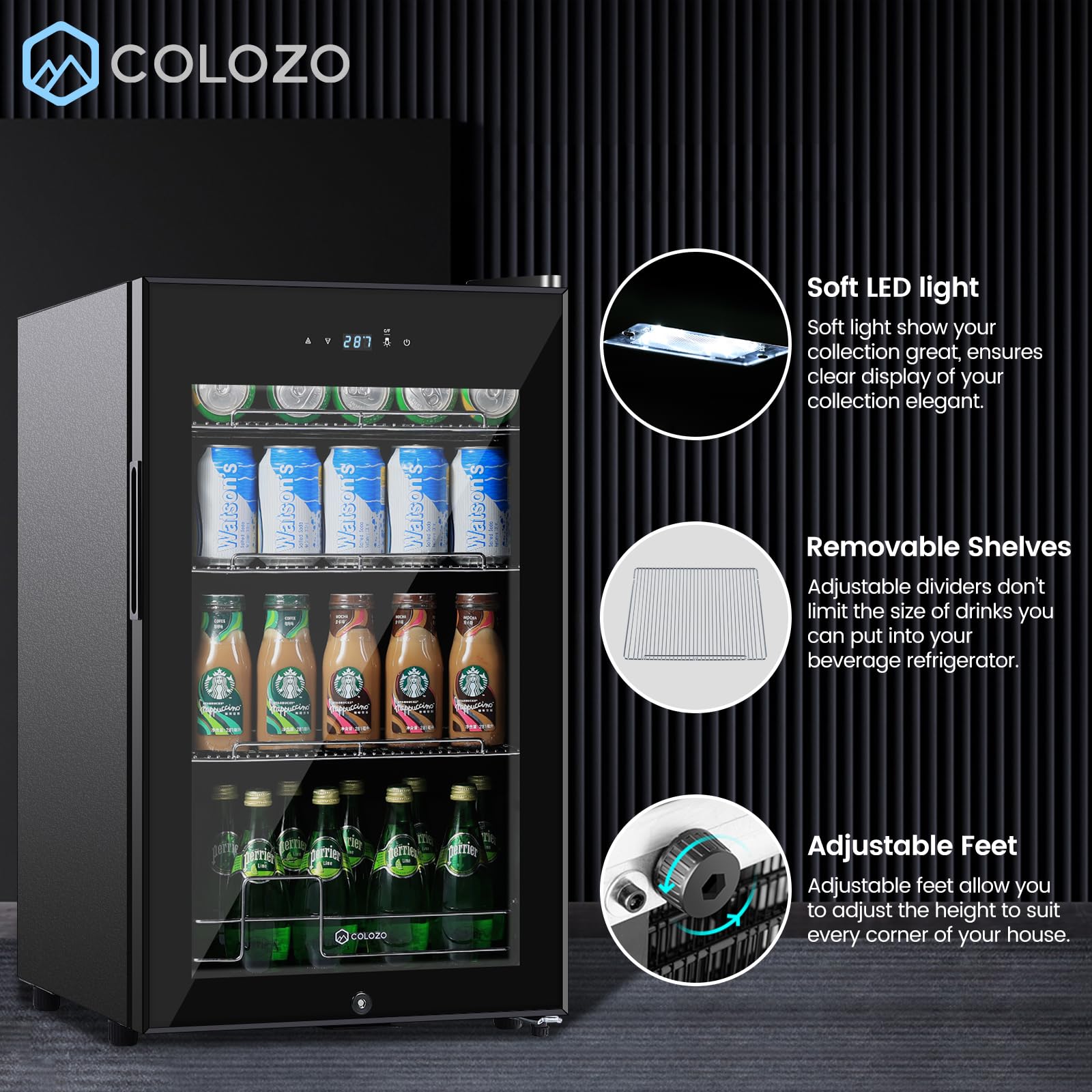 17 Inch Black Beverage Refrigerator Cooler - 96 Can Capacity Mini Fridge with Glass Door & Lock - Compact Beer, Soda, Wine Cooler for Home, Office, Bar, Bedroom - Perfect for Parties, Entertaining & Daily Drink Storage