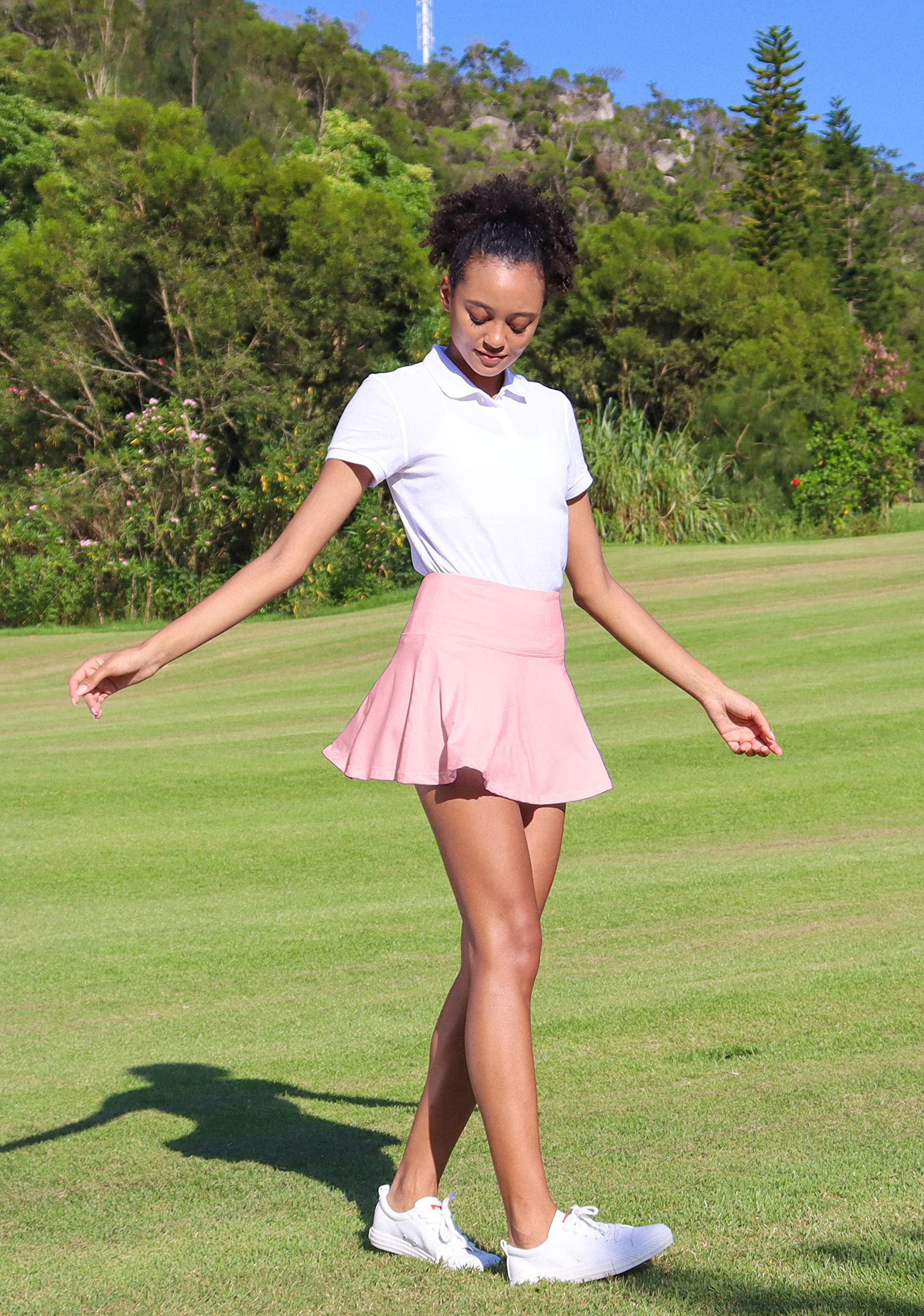 SANTINY Women's Pleated Tennis Skirt - High Waisted Athletic Skort with 4 Pockets for Golf, Running & Casual Wear | Perfect for Sports, Gym & Everyday Outfits