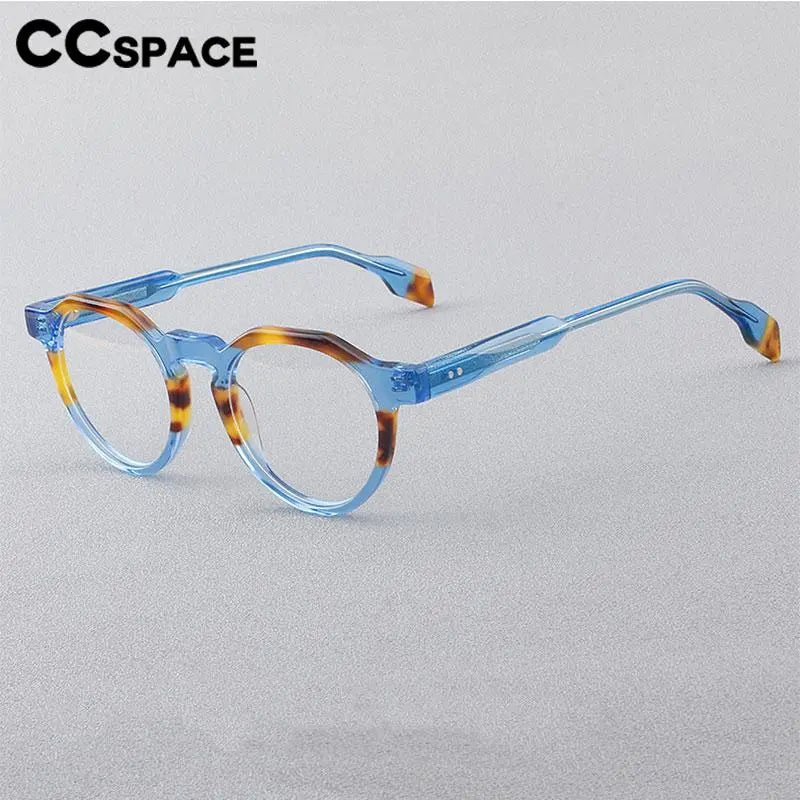 CCspace Women's Full Rim Flat Top Round Acetate Eyeglasses 56910 - Stylish Retro Frames for Reading, Work & Everyday Fashion