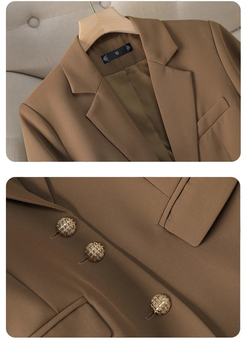 Elegant Black Beige Single Breasted Blazer Jacket for Women | Professional Formal Workwear Tops | Autumn Winter Fashion | Office Wear & Business Casual Outfits