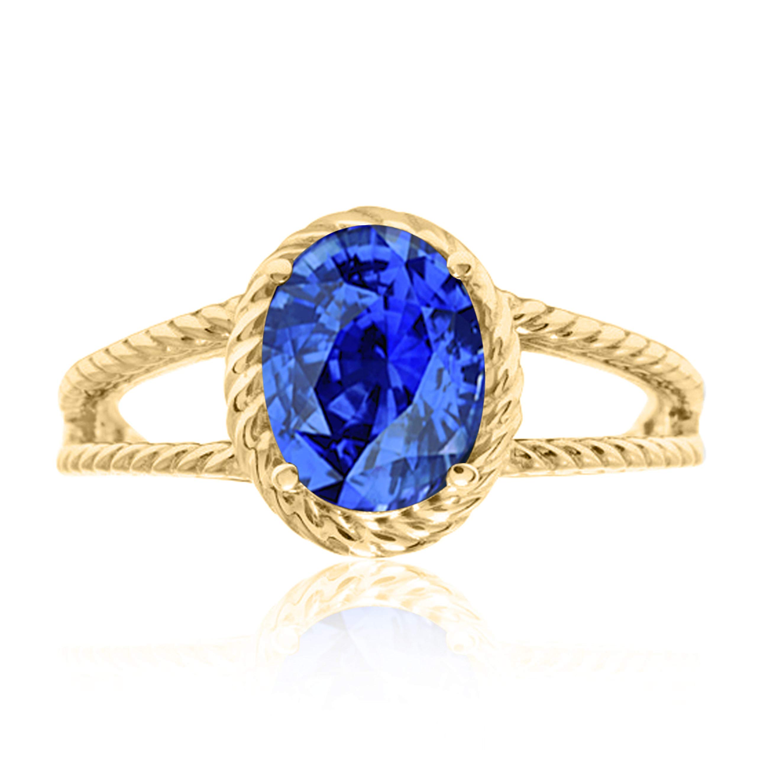 1.25 Carat Lab-Created Tanzanite Oval Ring in 10K Solid Rose, White & Yellow Gold | Elegant Valentine's Day Gift for Her | Perfect for Anniversaries, Engagements & Special Occasions