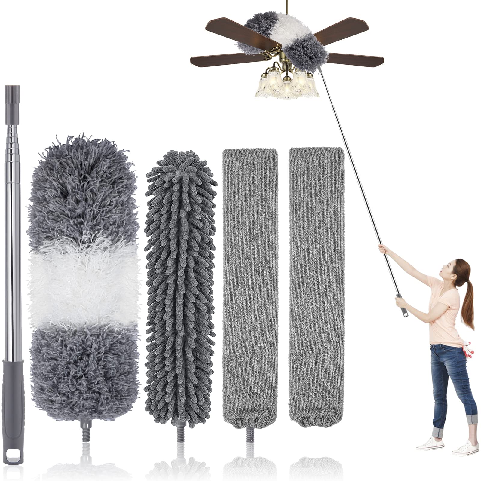 Retractable Microfiber Duster with Extendable Pole (30