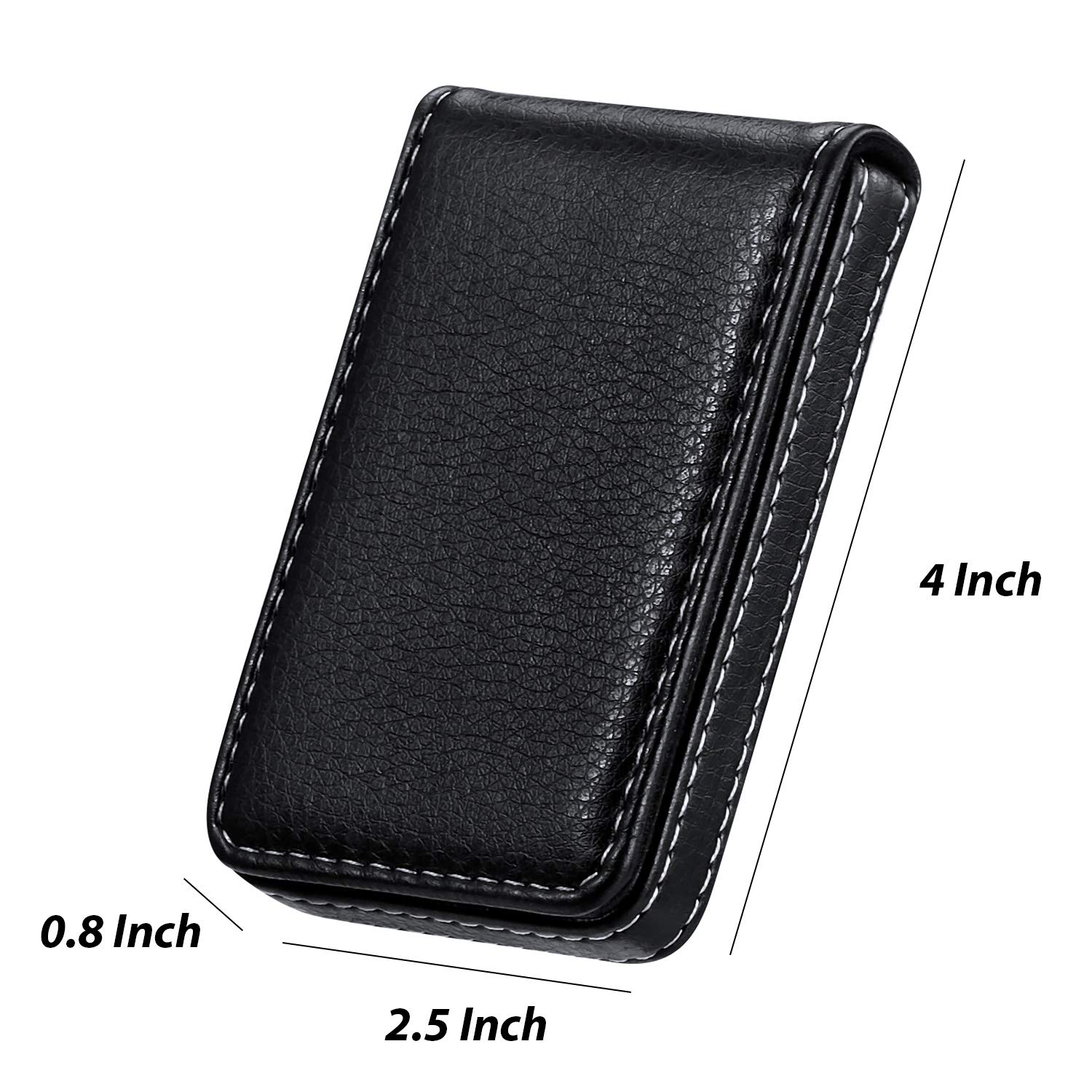 PU Leather Business Card Holder for Men & Women - Magnetic Shut Wallet for Office & Travel (Black, Coffee)