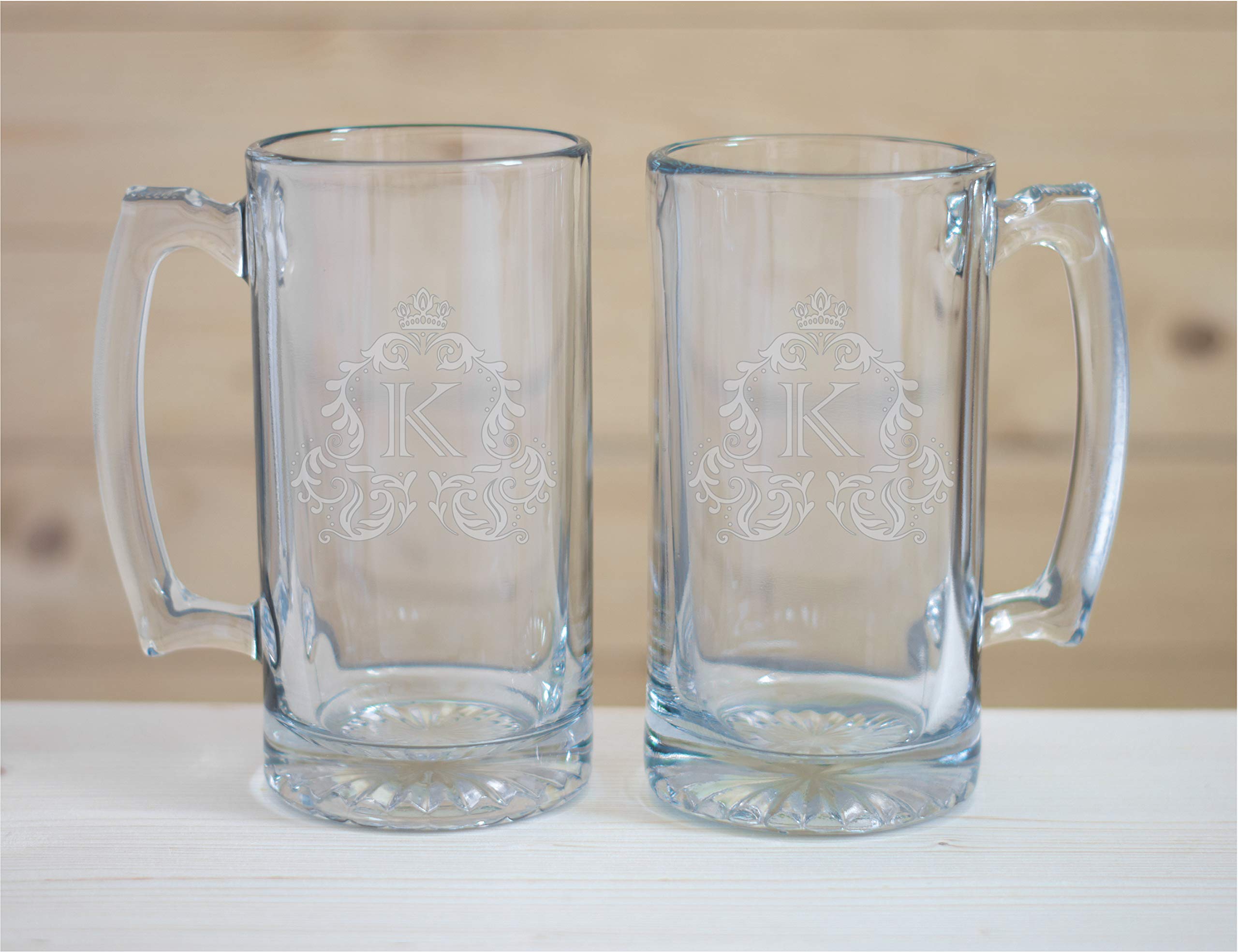 Personalized Laser Engraved Monogram Glass Beer Mug 26.5 oz - Custom Name Engraved Pint Glass for Men, Wedding Gifts, Anniversary, Birthday - Perfect for Home Bars, Parties & Beer Lovers