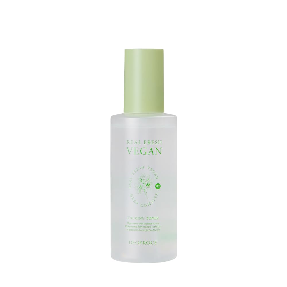 Deoproce Real Fresh Vegan Calming Toner 200ml - Korean Skincare with Rosemary, Jasmine, Chamomile, Sage & Lavender Extracts | Hydrating Facial Toner for Sensitive Skin, Soothing & Calming Irritation | Perfect for Daily Skincare Routine & Post-Cleansing Treatment