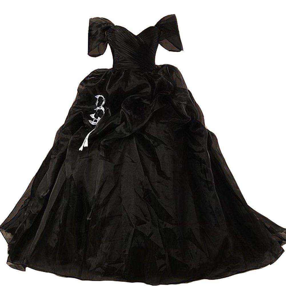 Vintage Black and White Ball Gown Off Shoulder Gothic Victorian Wedding Dress - Elegant Gothic Bridal Gown for Victorian Themed Weddings, Halloween Costumes, and Cosplay Events
