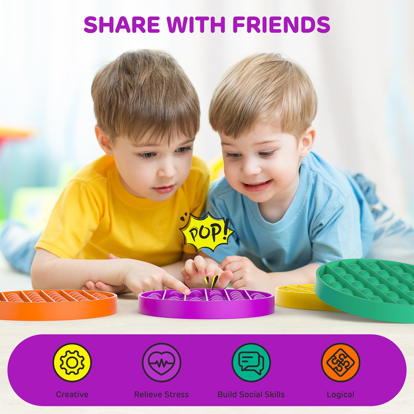 SoulLife 12 Pack Fidget Toys Set - Stress Relief Sensory Toys for Kids & Adults | Push Pop Bubble Fidgets for Anxiety Relief, Party Favors, Classroom Prizes & Easter Gifts (Great for ADHD, Autism & Office Stress Relief)