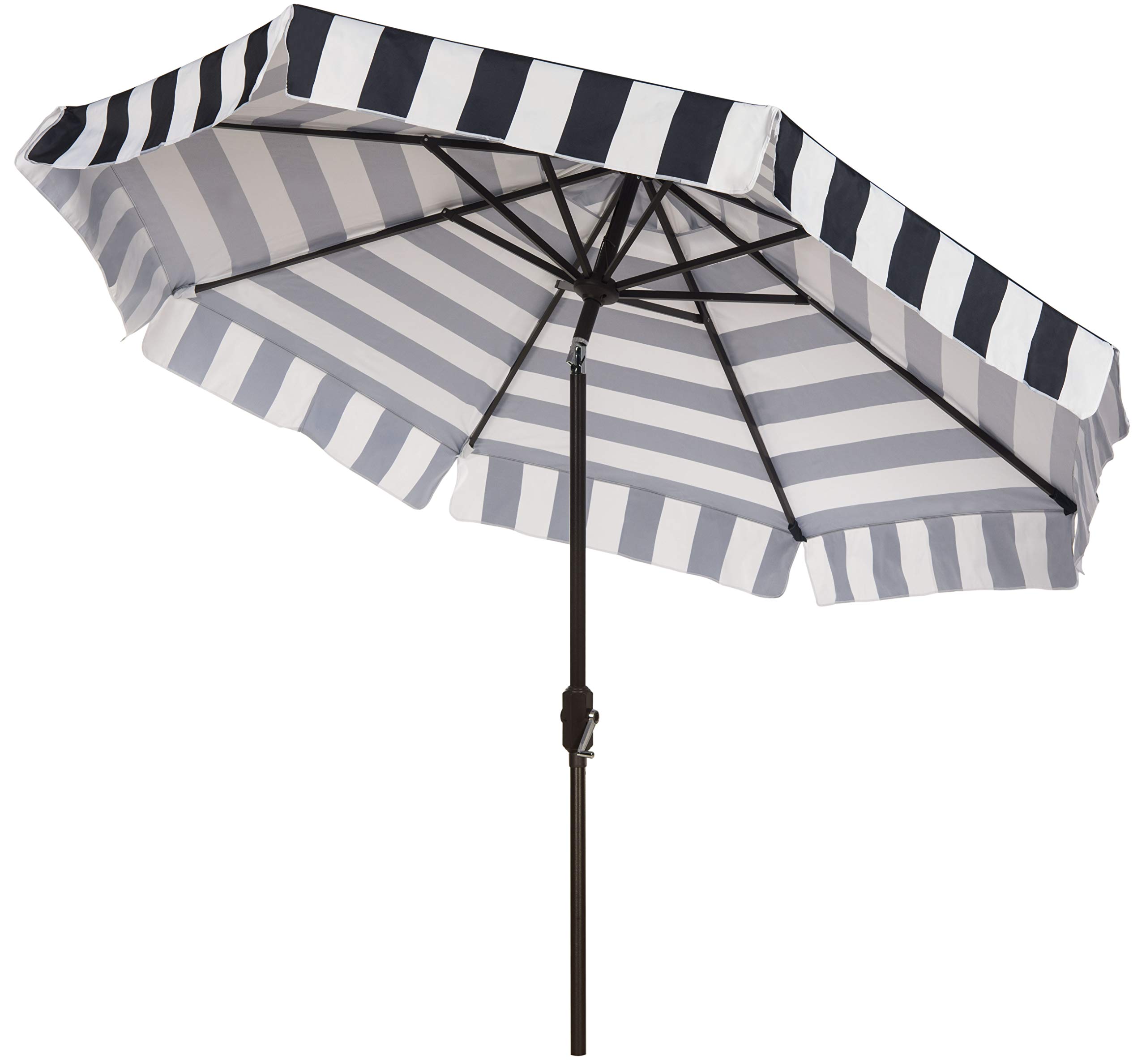Safavieh PAT8103B 11-Foot Round Outdoor Patio Umbrella - UV Protected, Navy & White Stripes - Perfect for Poolside, Backyard, and Garden Relaxation