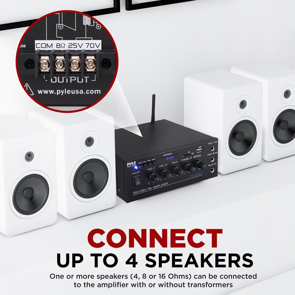 25V/70V Professional PA Amplifier - High Power Audio System for Stadiums, Churches, and Outdoor Events