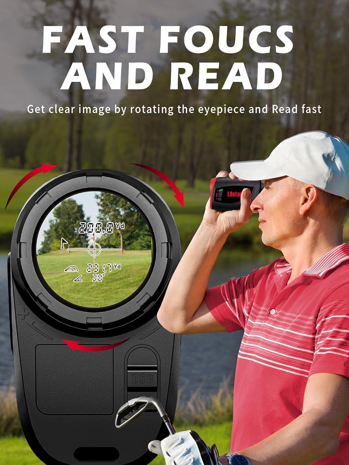 800 Yards Golf Rangefinder with Slope & Magnetic Strip | High-Precision Laser Distance Measurer with Pulse Vibration & Fast Flagpole Lock | Perfect for Golfing, Hunting & Outdoor Sports (Black)