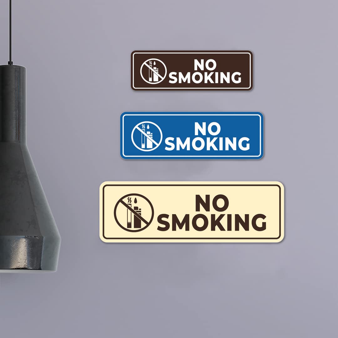No Smoking Thank You Sign - Brushed Silver Cigarette Lighter Warning Sign - Small Metal Wall Decal for Office, Restaurant & Home