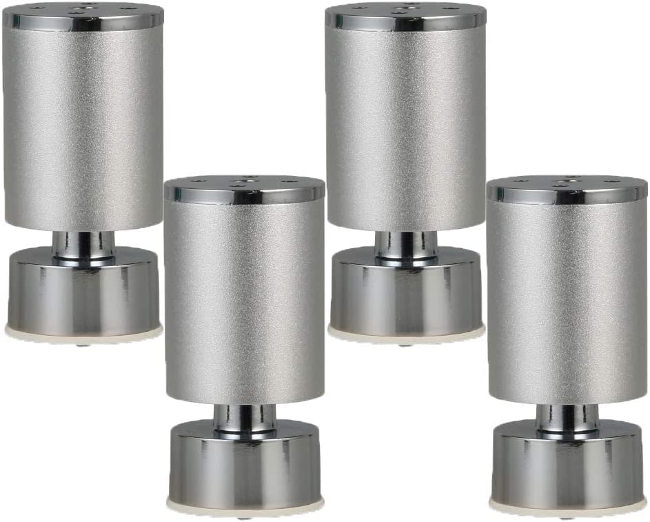 Adjustable Metal Table Legs - 4pcs Aluminum Alloy Round Furniture Feet for Sofa, Couch, Desk, Bed & Cabinets - 8cm Height Replacement Risers - Perfect for Home Office & Living Room Furniture Upgrade