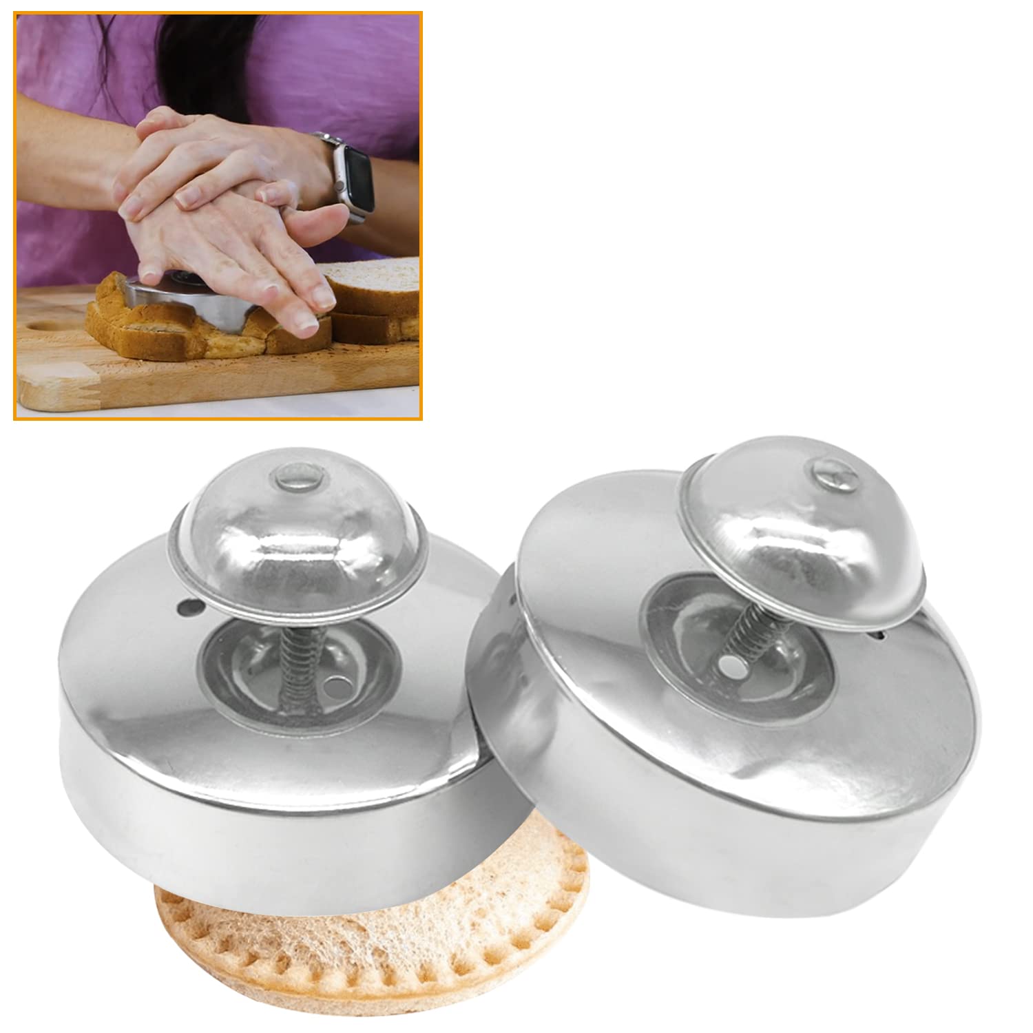 KAYCROWN Sandwich Cutter and Sealer - Stainless Steel Uncrustables Sandwich Maker for Kids Lunch, DIY Pancake & Cookie Cutter for Boys & Girls Bento Box (Pack of 2) - Perfect for School Lunches, Picnics, and Party Snacks