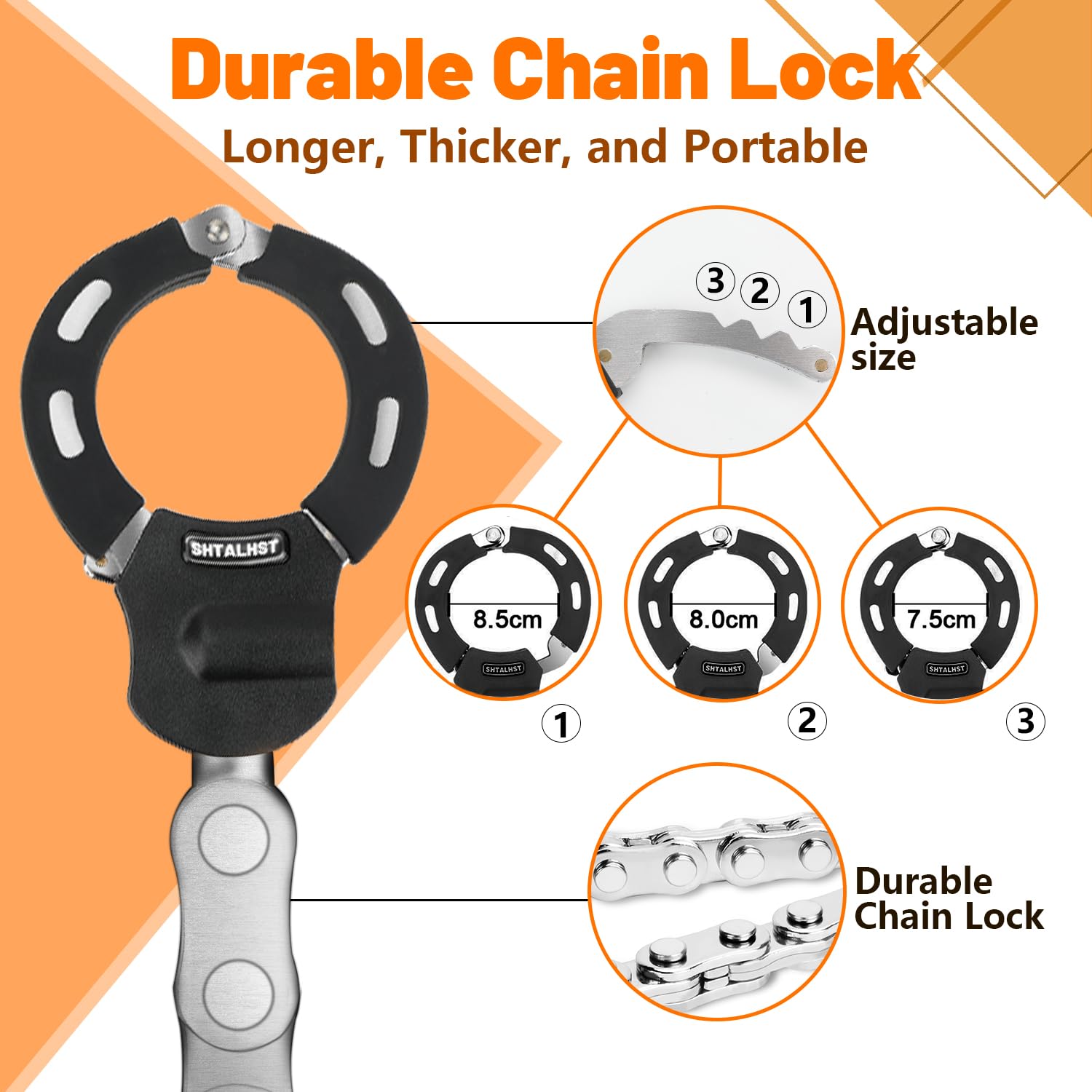 Heavy Duty Scooter Lock - Universal Anti-Theft Chain Lock with Keys for Electric Scooters, E-Bikes, Motorcycles, Segway Ninebot & NIU - Perfect for Commuting, Urban Travel and Outdoor Adventures