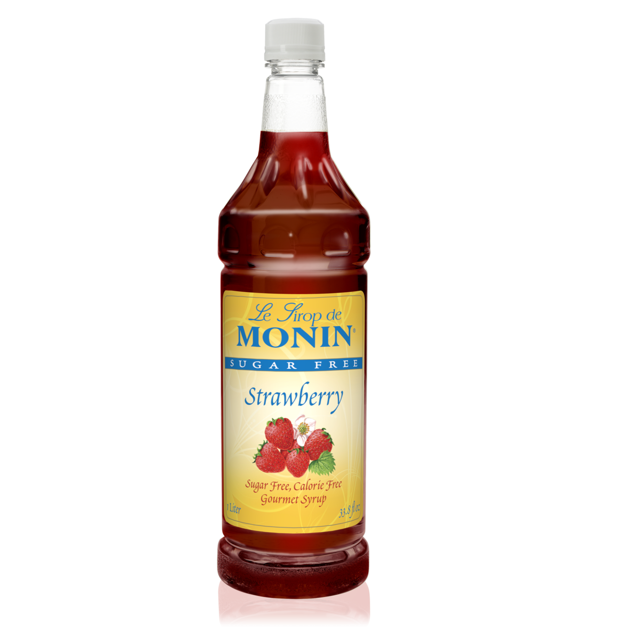 Monin Sugar Free Strawberry Syrup - 33.8oz (1L) Bottle | Zero Calorie Flavoring for Coffee, Tea, Cocktails & Desserts | Vegan, Gluten-Free, Keto-Friendly Syrup for Drinks & Baking