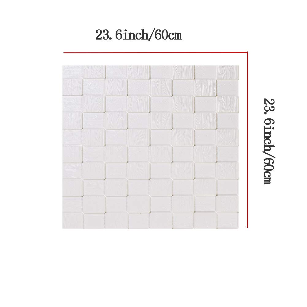 XueMing 3D Brick Wall Panels - Self-Adhesive Peel and Stick Wallpaper (10 Pack, White) for DIY Home Decor, TV Wall & Sofa Background - Easy Installation Removable Wall Stickers for Living Room, Bedroom, Office