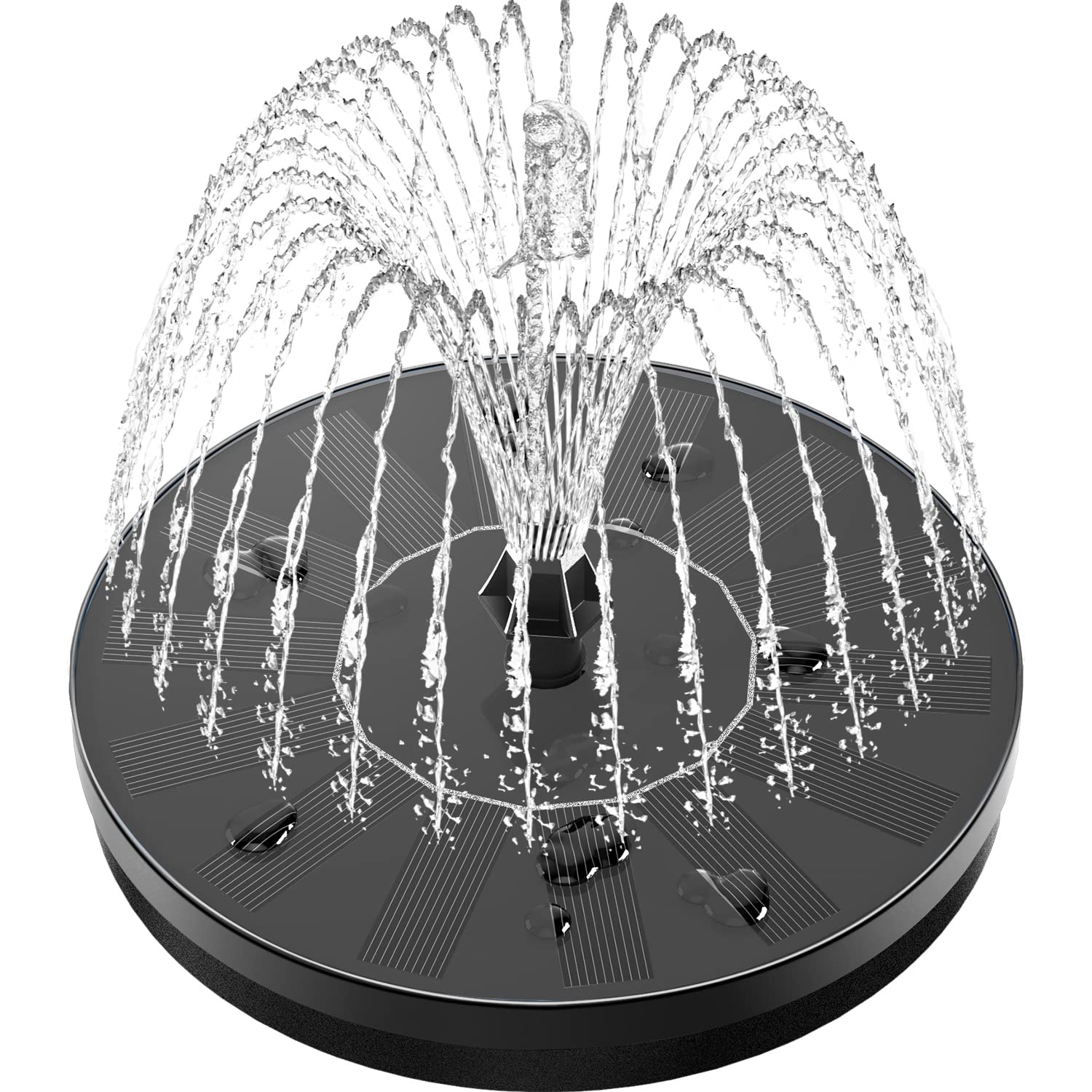 GAIZERL Solar Powered Bird Bath Fountain Pump - 100% Glass Panel, 8 Nozzles & 4 Fixers - No Battery Needed for Garden, Pond, Pool, Patio, Fish Tank - Perfect for Outdoor Decoration & Wildlife Hydration