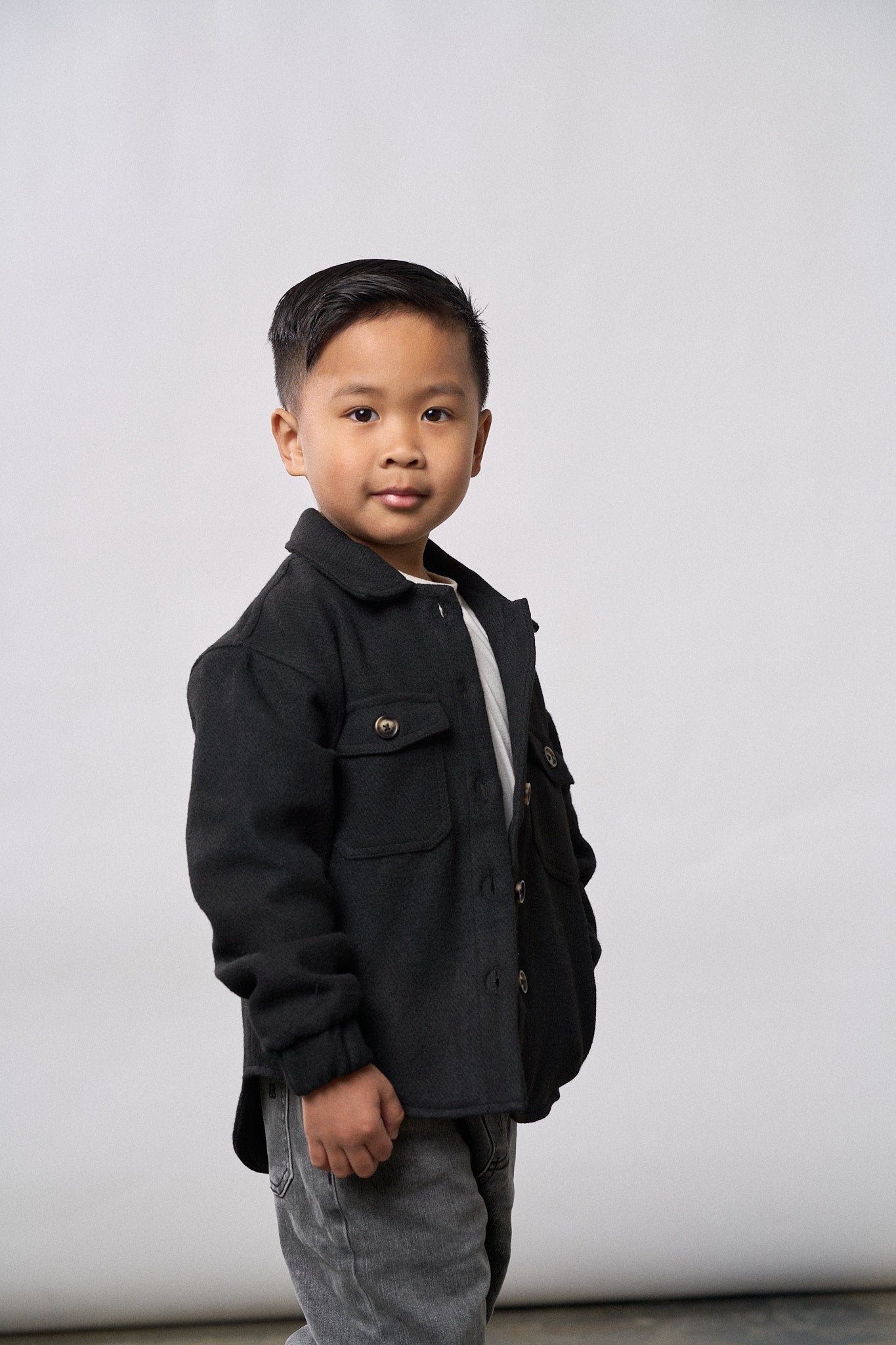 Men's Black Shacket - Stylish & Warm Overshirt Jacket for Fall & Winter | Casual Outerwear for Work, Travel & Outdoor Activities