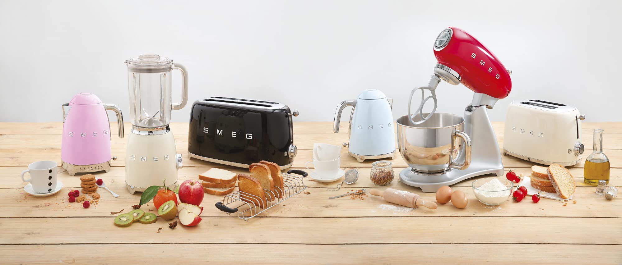 SMEG 50's Retro Style Electric Kettle - 1.7L Capacity, Auto Shut-Off & Boil-Dry Protection, Removable Base with 360° Swivel, Water Level Indicator, Pastel Blue (KLF03PBUS) - Perfect for Kitchen, Office & Dorm Room Use