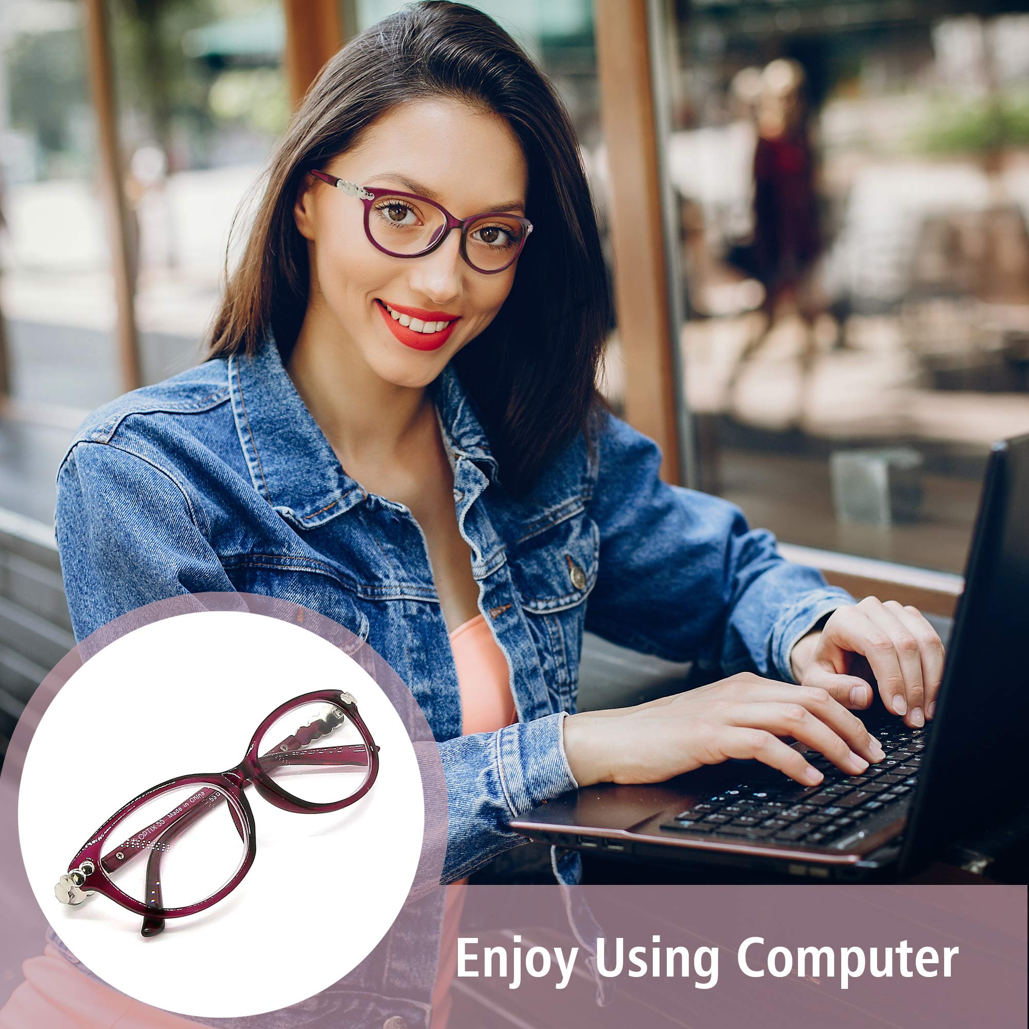 Stylish Women's Reading Glasses 4-Pack +1.25 Magnification - Comfortable Designer Readers for Women - Perfect for Reading Books, Using Phones & Close Work