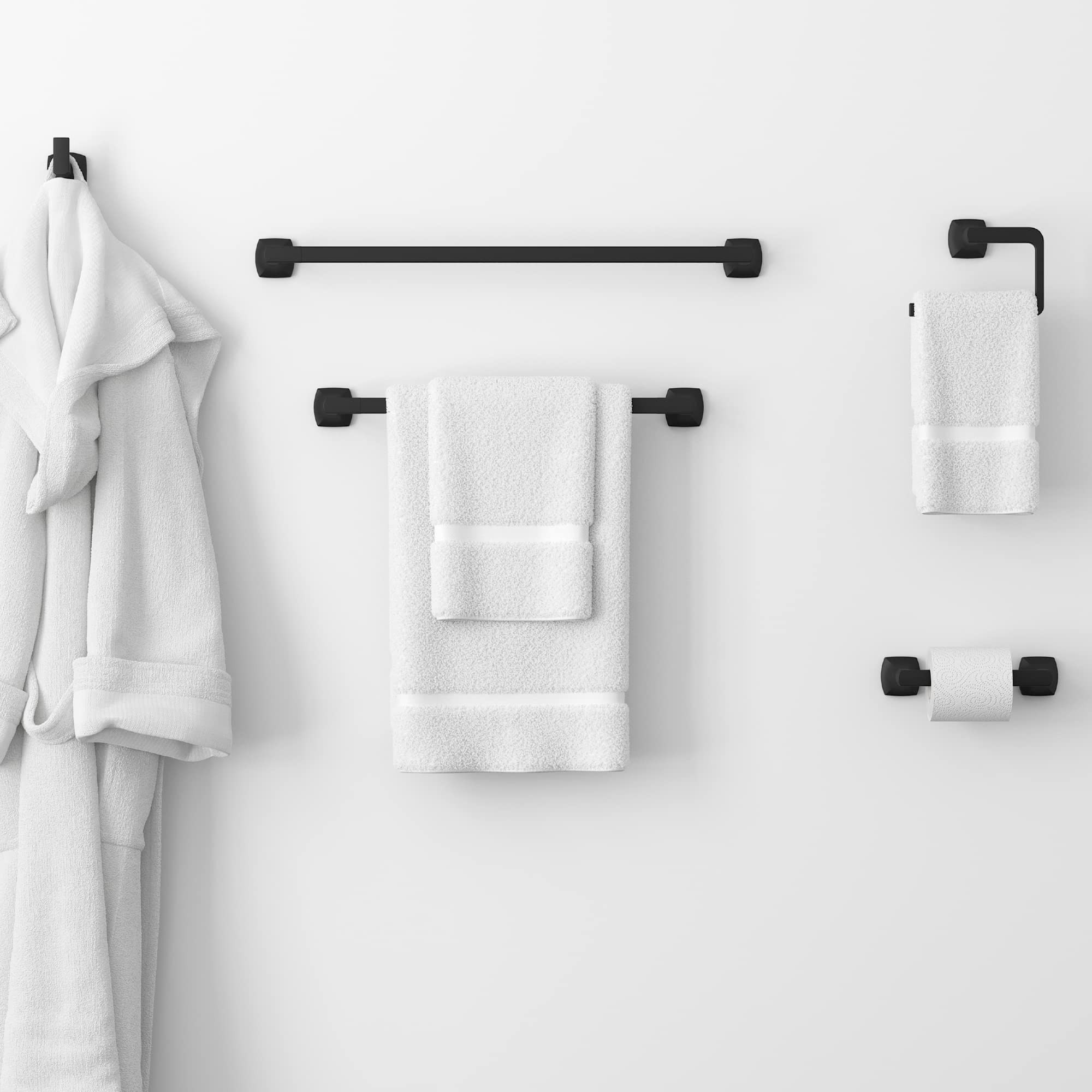 Pfister Vaneri Matte Black Towel Ring - Wall Mounted Bathroom Hand Towel Holder with Screw-In Installation - Perfect for Powder Rooms, Guest Baths & Spa-Style Showers