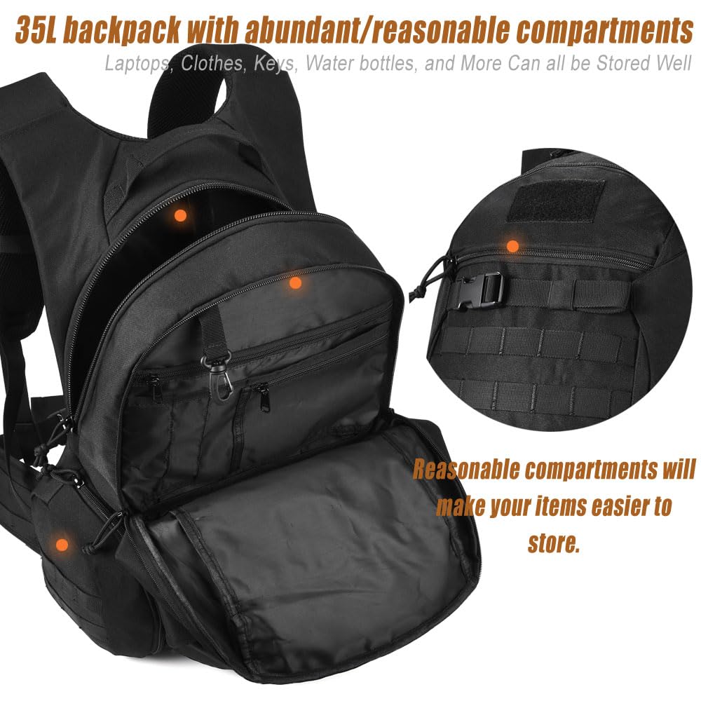 R.SASR Tactical Hiking Backpack - Military Molle Backpack for Outdoor Camping, Travel & Survival Gear | Durable Waterproof Daypack for Men & Women
