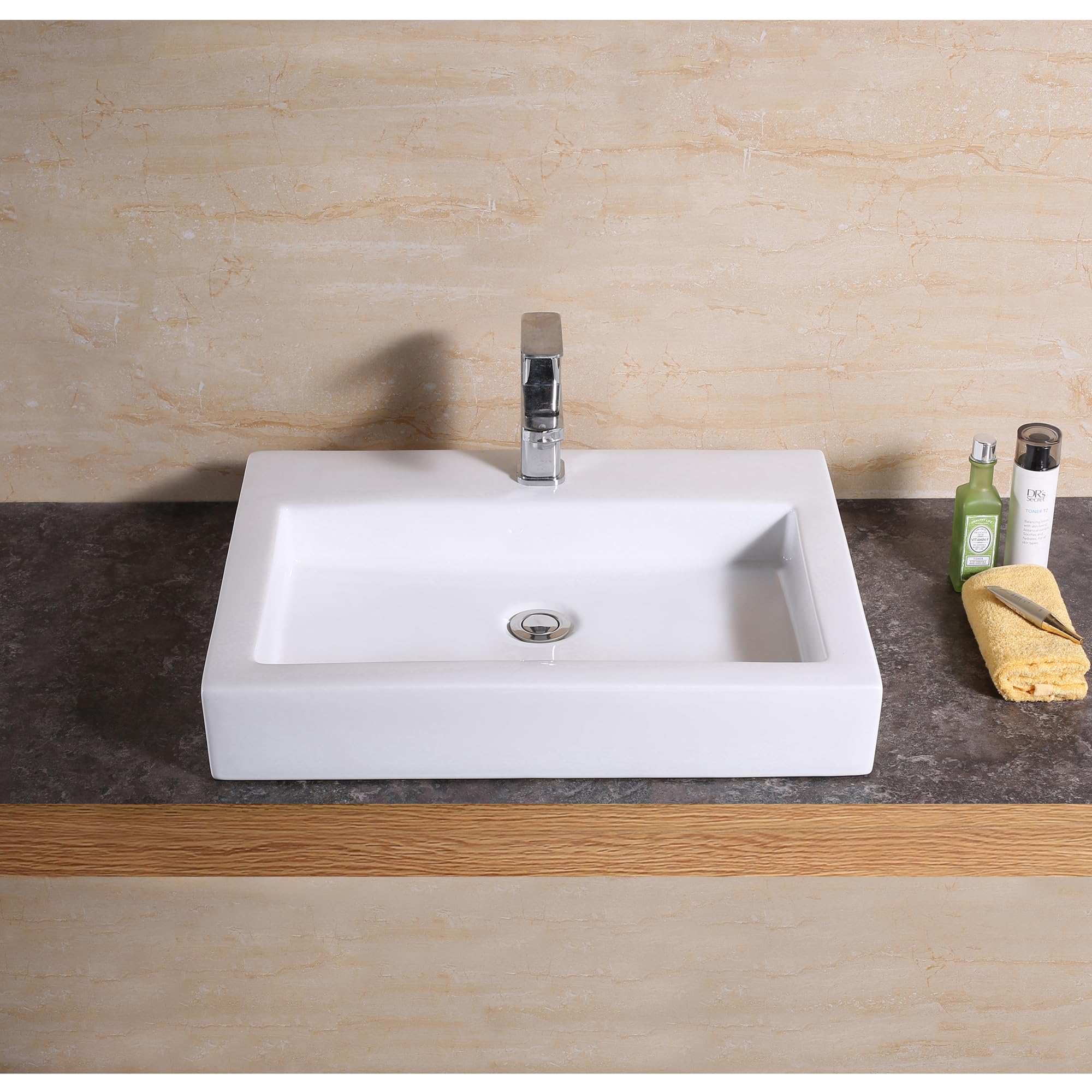 Luxier CS-021 Modern Porcelain Ceramic Vessel Sink - White Bathroom Vanity Art Basin for Contemporary Home Decor | Perfect for Master Bath, Powder Room & Spa Retreat