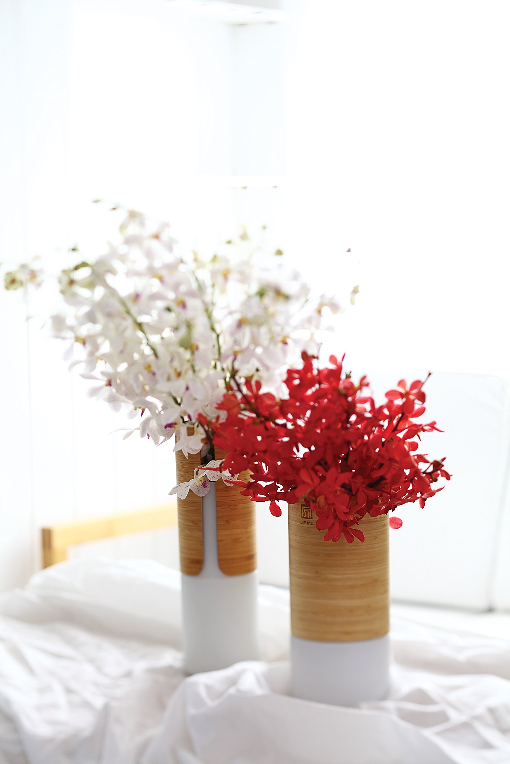 JIA Inc. Transit Series - 10 Inch Tall Modern Dual Vase Set for Home Decor, Wedding Centerpiece, and Office Tabletop Arrangement