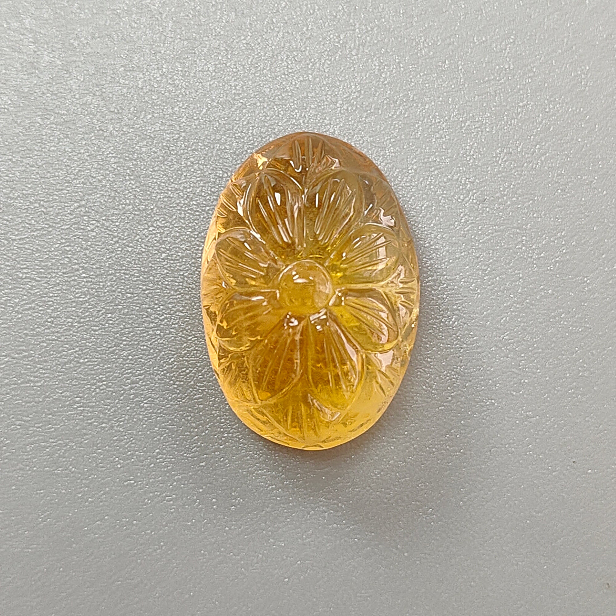 Natural Untreated Yellow Citrine Gemstone - Hand Carved Oval Shape 1pc for Jewelry Making | Healing Crystal, Birthstone Gift, Meditation Stone, Energy Stone Collection