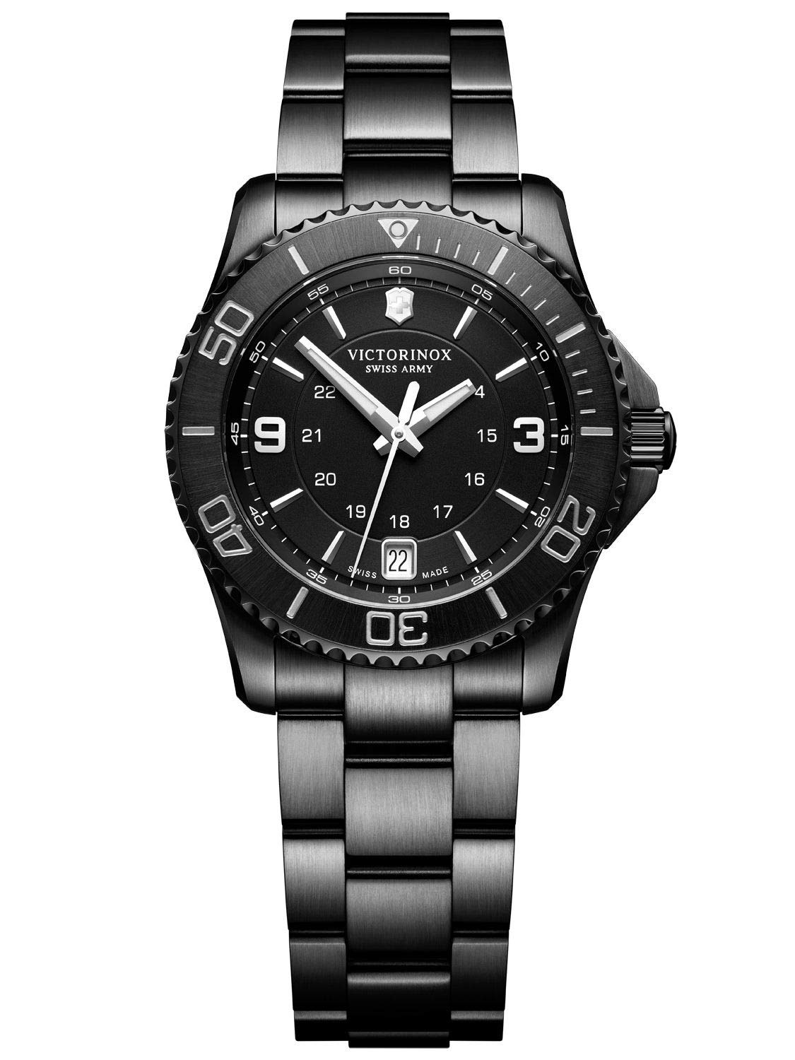 Victorinox Maverick Black Dial Ladies Watch 241799 - Swiss-Made Women's Wristwatch with Date Function, Water Resistant - Perfect for Office, Travel & Everyday Wear