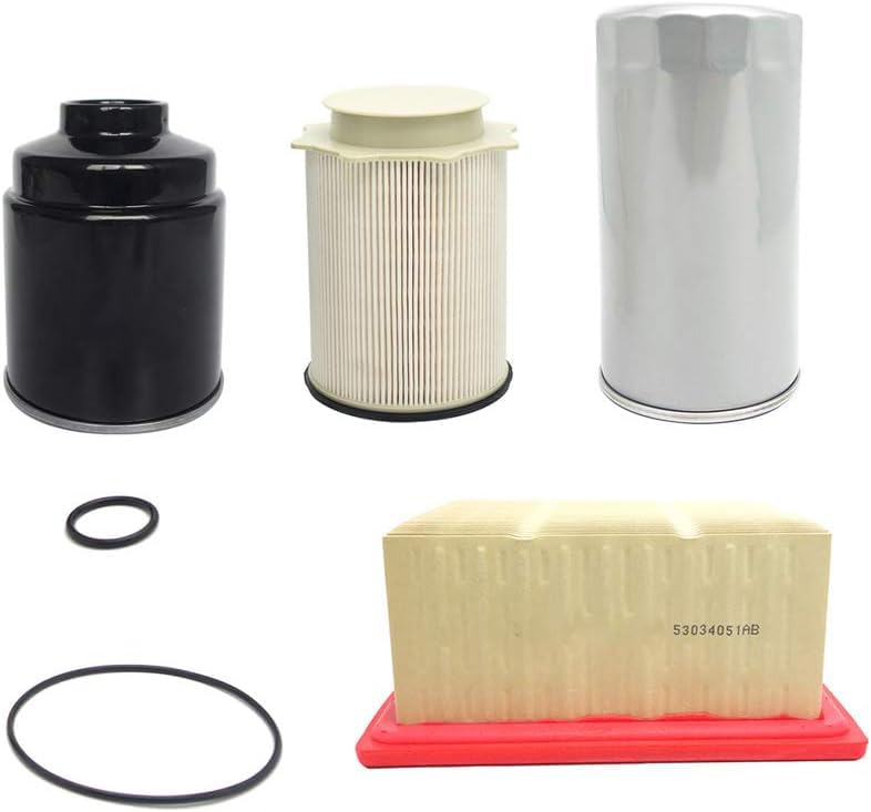 High-Performance 4-Piece Fuel Filter & Oil Filter Kit for Dodge Ram 6.7L 2500/3500/4500 Turbo Diesel Engines - Replaces 68197867AA, 68157291AA, 5083285AA, 53034051AB - Ideal for Heavy-Duty Towing, Off-Roading & Commercial Use