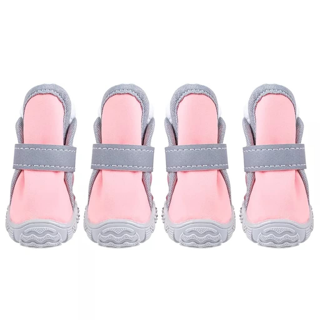 Waterproof Winter Dog Boots - Non-Slip Warm Pet Shoes for Rain & Snow Protection | Thickened Fleece Lined Dog Booties with Anti-Skid Sole | Perfect for Walking, Hiking & Outdoor Adventures (Pink, Size 5)