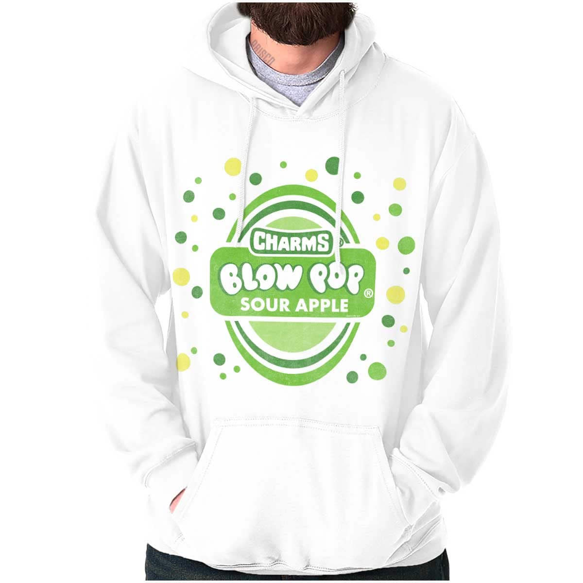 Brisco Brands Sour Apple Blow Pop Retro Candy Logo Hoodie Sweatshirt for Women & Men - Vintage Candy Lover Gift, Streetwear Fashion, Casual Outfit for Parties & Everyday Wear