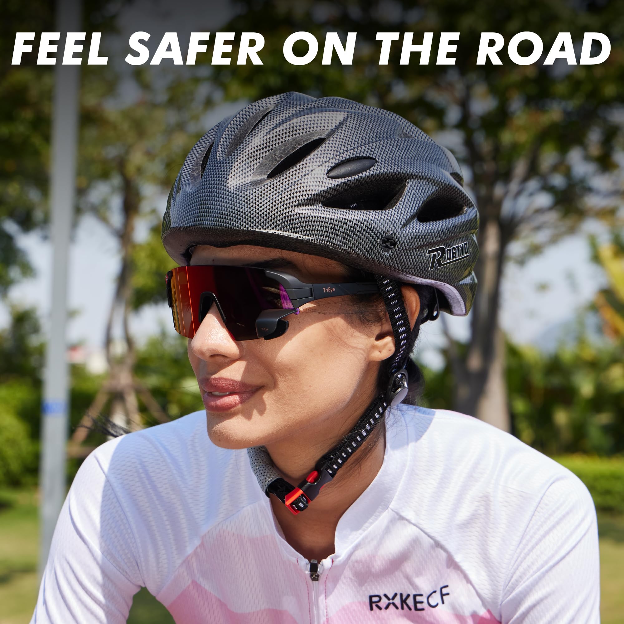 Cycling Sunglasses with Rear-View Mirror for Men & Women - UV400 Protection Sports Glasses for Road & Mountain Biking - Perfect for Commuting, Training, and Outdoor Adventures