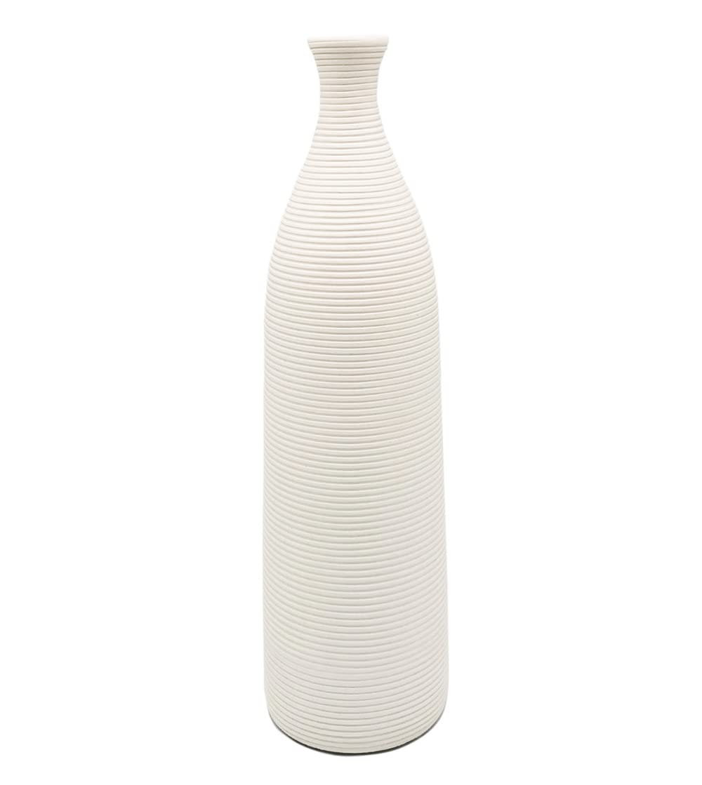 Modern White Ceramic Vase - 10 Inch Small Narrow Neck Flower Vase for Home Decor | Elegant Table Centerpiece, Fireplace Mantel & Farmhouse Decor | Perfect for Living Room, Dining Table & Wedding Decorations