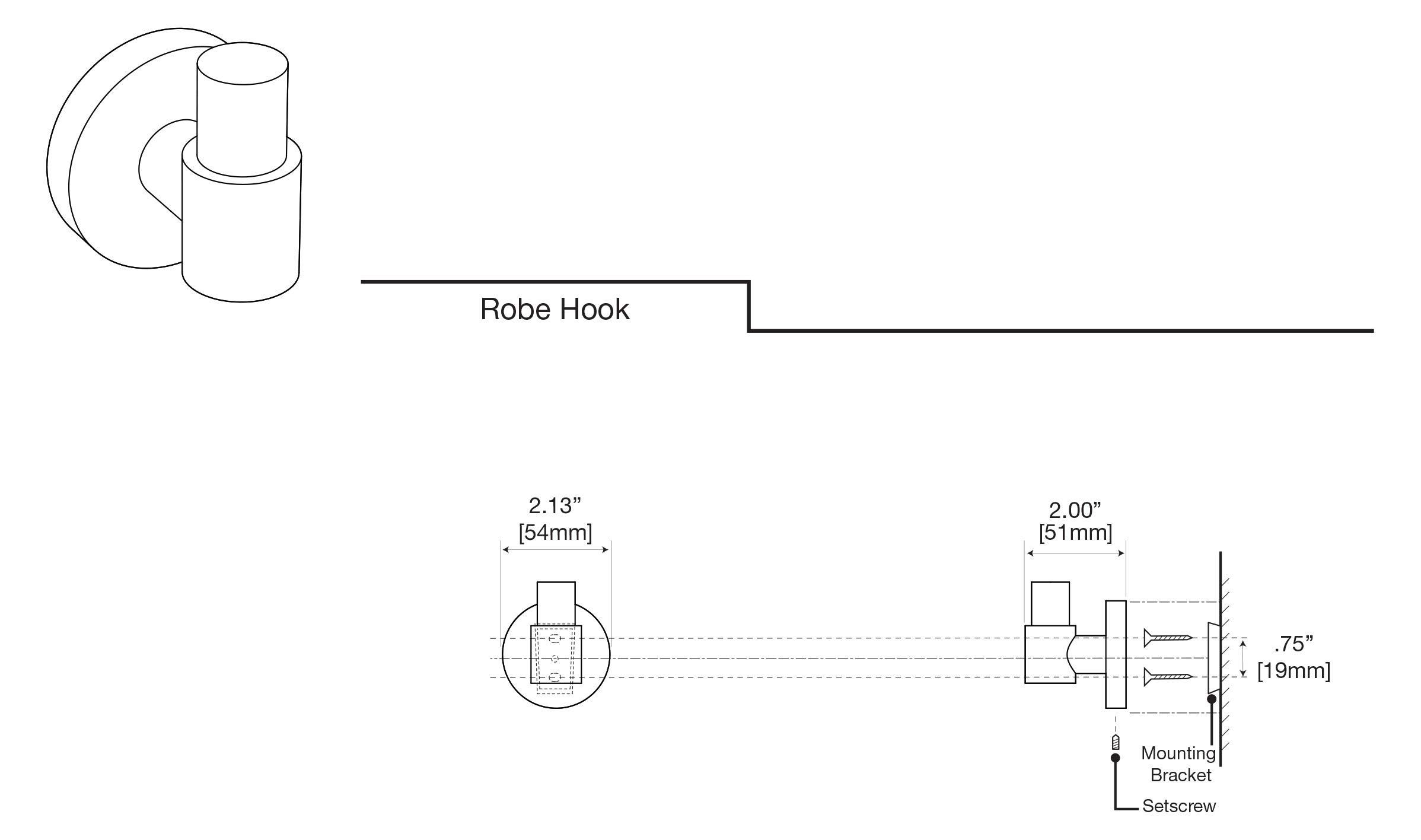 Gatco 4665 Chrome Reveal Robe Hook - 2.13