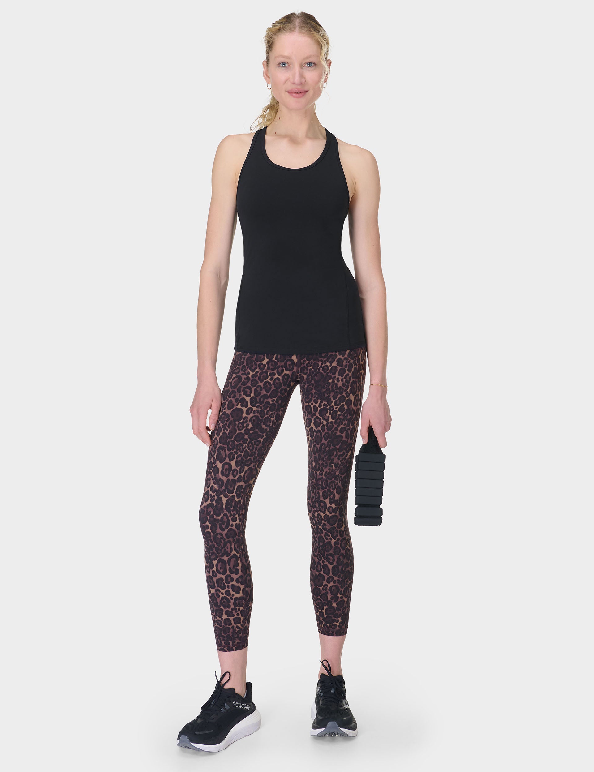 Power 7/8 Gym Leggings - Brown Wild Leopard Print High Waist Workout Tights for Women | Yoga, Running & Fitness Training