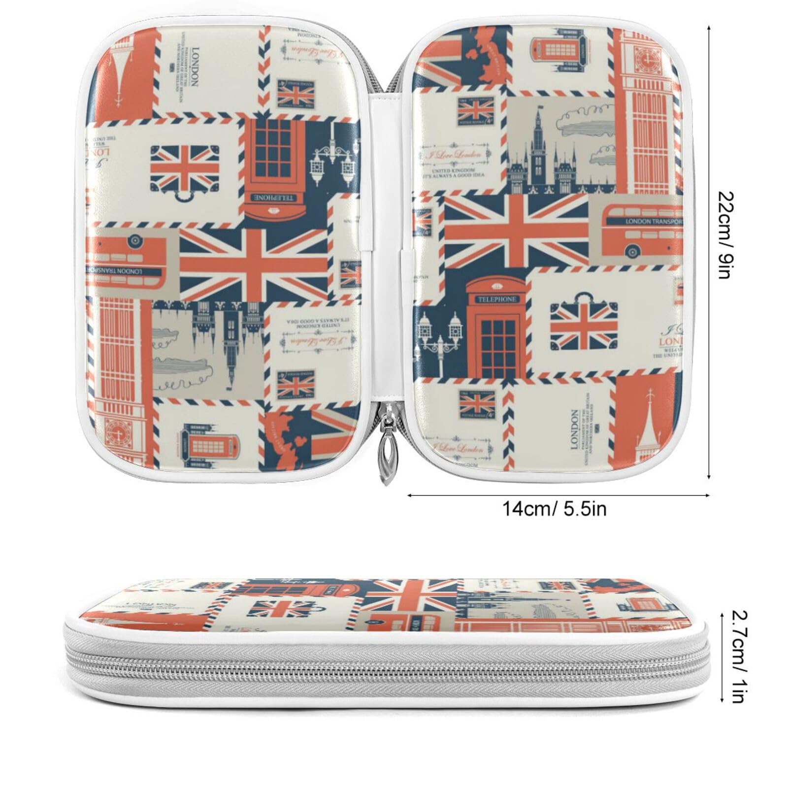 Vintage London Marble Pencil Case - Retro Zipper Pencil Holder Organizer for School & Office Supplies | Stationery Pouch, Cosmetic Makeup Bag & Travel Purse | Perfect for Students, Artists & Professionals