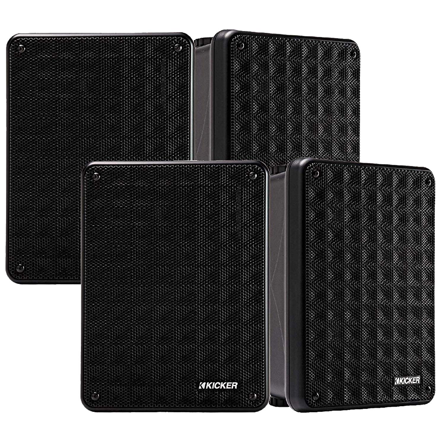 Kicker KB6 2-Way Full Range Indoor Outdoor Weatherproof Speakers (4-Pack) - 6.5