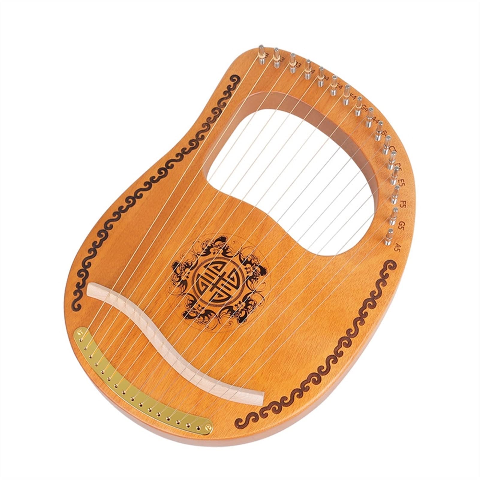 16 String Mahogany Lyre Harp - Handcrafted Musical Instrument with Tuning Wrench | Perfect for Beginners, Meditation, Celtic Music & Home Decor