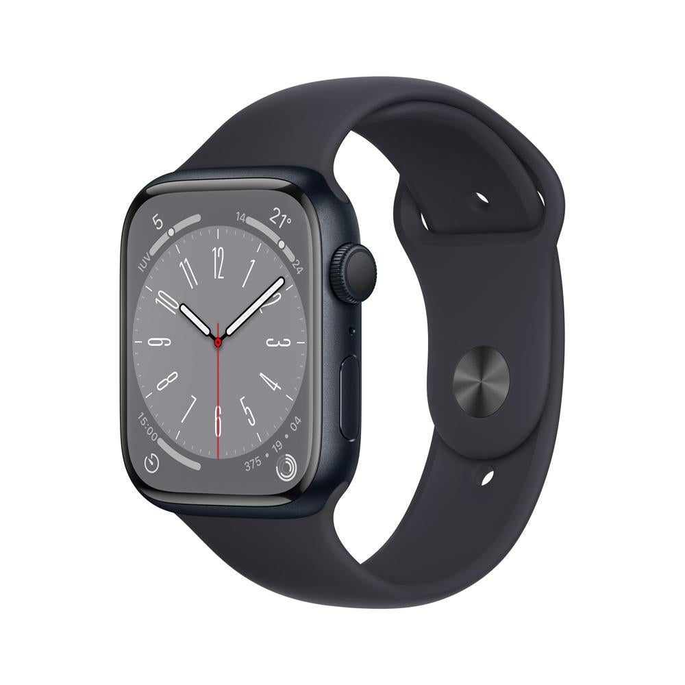 Apple Watch Series 8 (GPS) 45mm Midnight Aluminum Case with Midnight Sport Band - Perfect for Fitness Tracking, Notifications & Everyday Wear