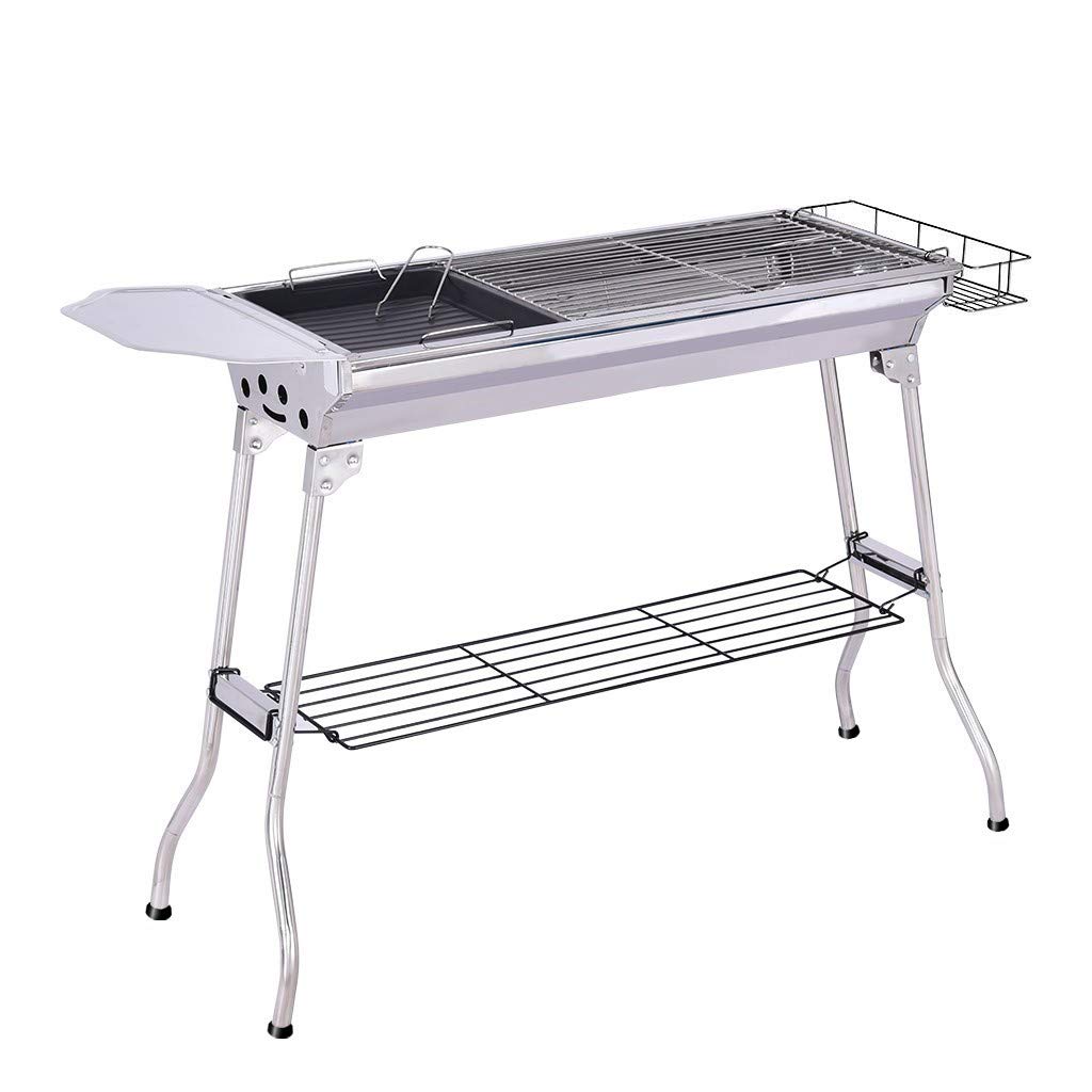 Portable Folding Charcoal BBQ Grill - Stainless Steel Camping & Picnic Cooker for Outdoor Backyard, Beach, Tailgating Parties